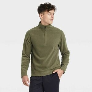 Men’s Motion Green Pullover 1/4 Zipper Workout Sweater Size Large!